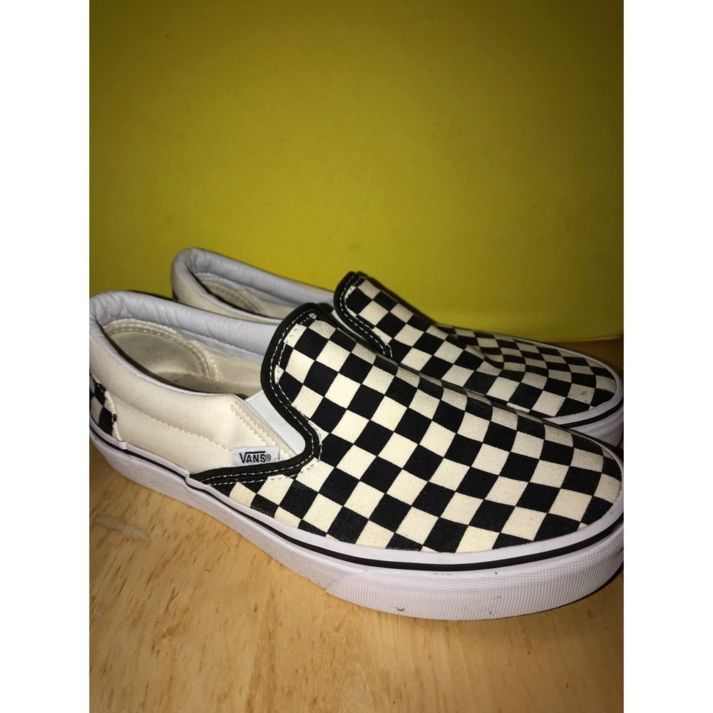 Checkered slip on vans